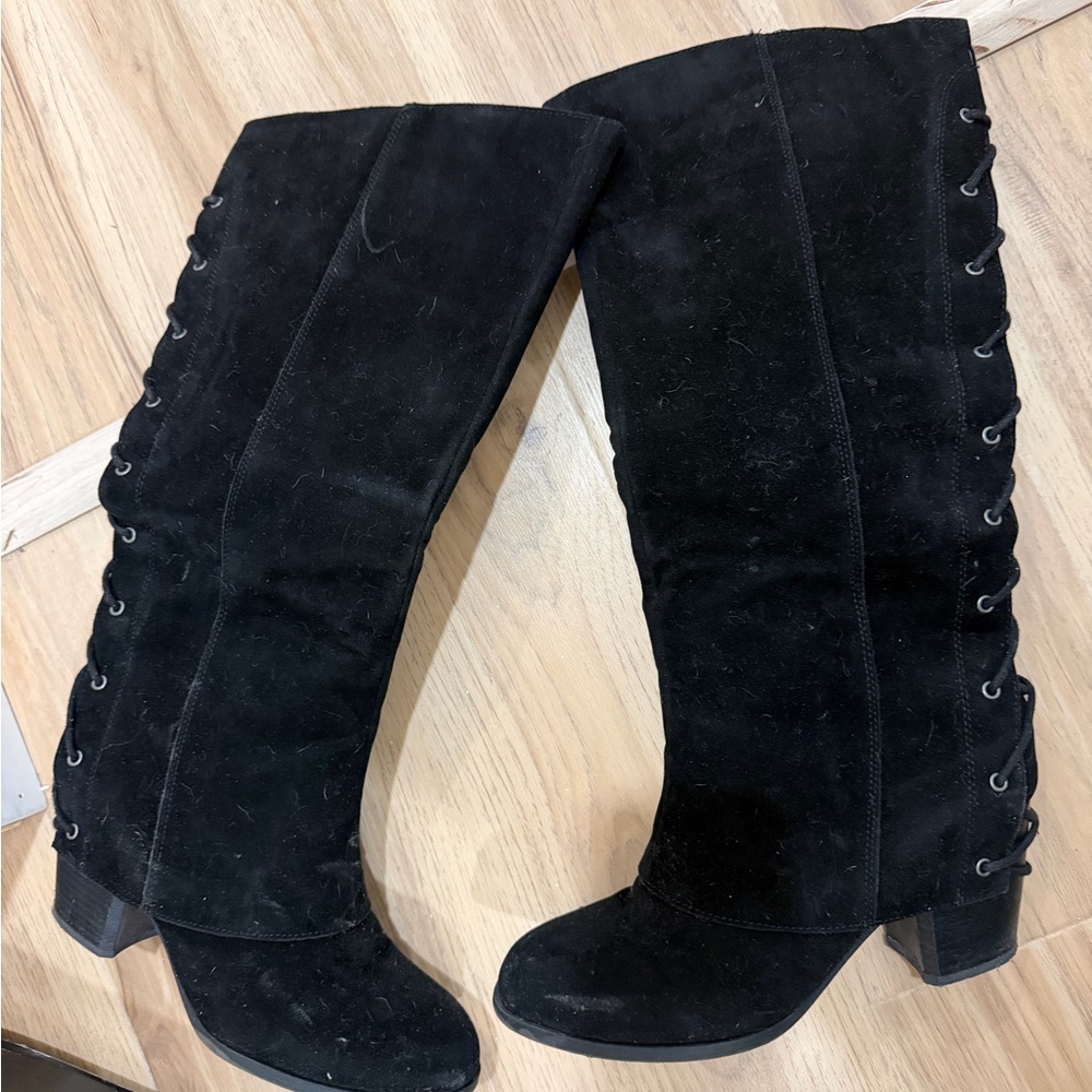 Fergalicious Black Lace-Up Heeled Boots